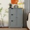 Costway Bathroom Floor Cabinet Side Storage Cabinet with 3 Drawers and 1 Cupboard Grey\ Black